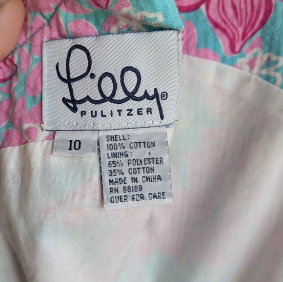Vintage Lilly Pulitzer Floral Sleeveless Midi Dress With Zipper Pink Blue White - Picture 10 of 10